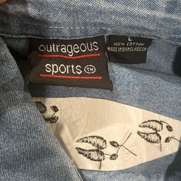 Outrageous Sports Button Down Denim Shirt - Picture 6 of 6